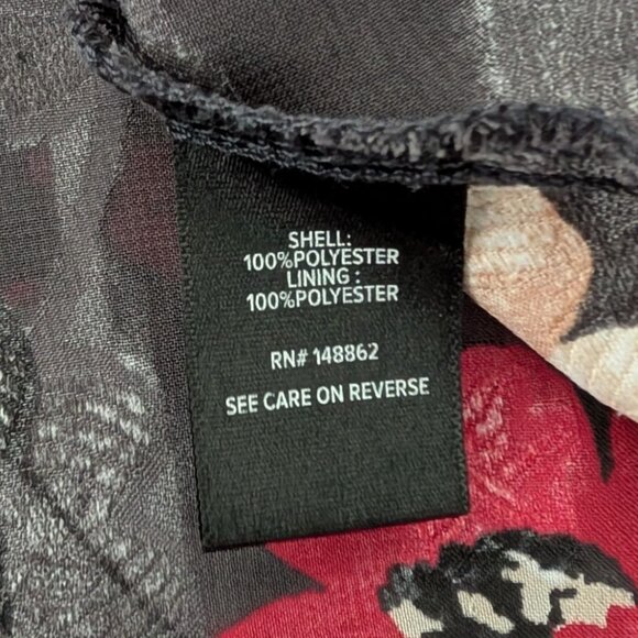 Torrid Hi Low Clip Floral Wrap Blouse Womens Size 2X Dark Slate Gray 3/4 Sleeves - Picture 8 of 13